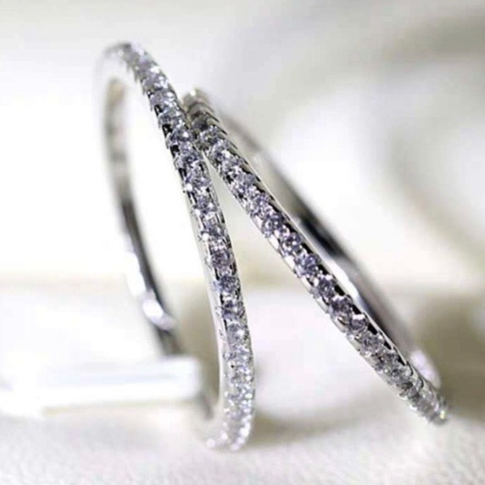 18K WHITE GOLD DIAMOND ETERNITY STACKABLE RING - Picture 3 of 6